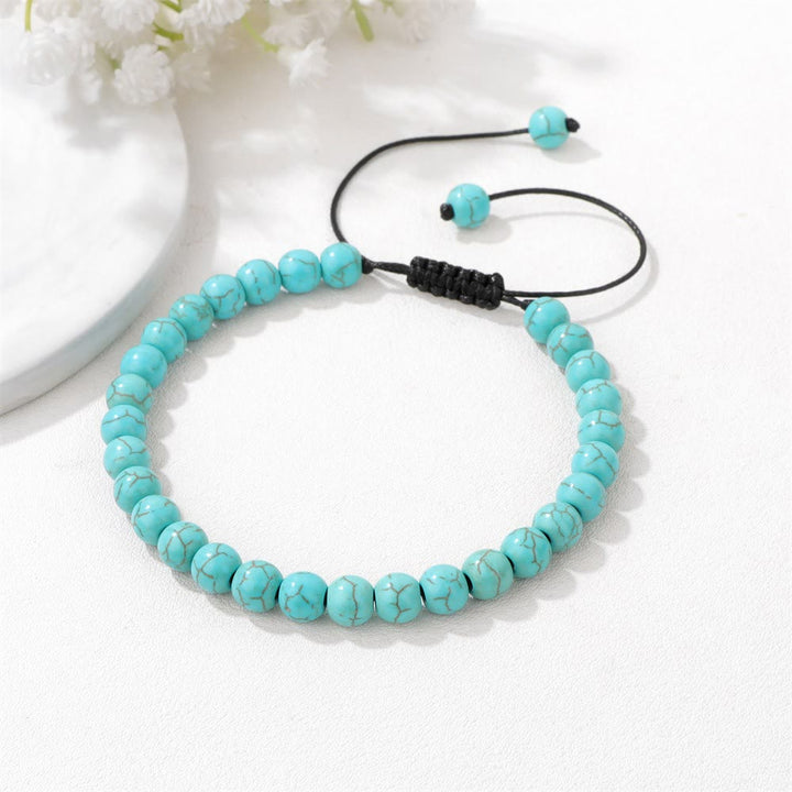 Pulsera con cordón de cuentas de piedra natural de 4 mm/6 mm de Olivenorma