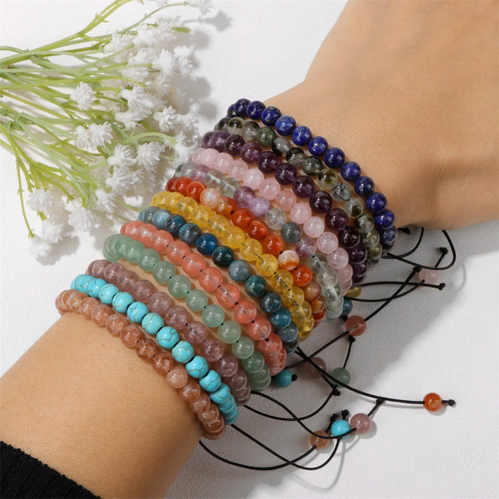 Pulsera con cordón de cuentas de piedra natural de 4 mm/6 mm de Olivenorma