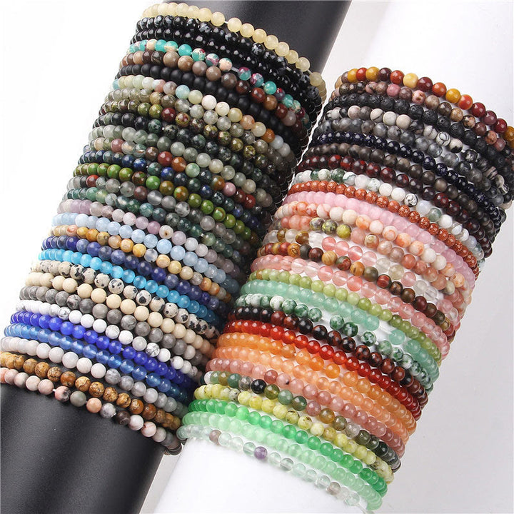 Pulsera de cuentas de piedra natural de 4 mm de Olivenorma