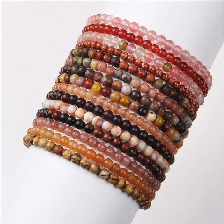 Pulsera de cuentas de piedra natural de 4 mm de Olivenorma