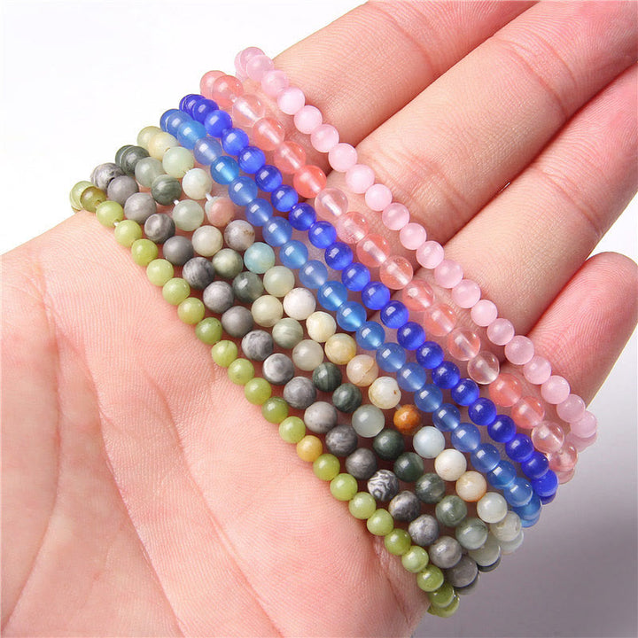 Pulsera de cuentas de piedra natural de 4 mm de Olivenorma
