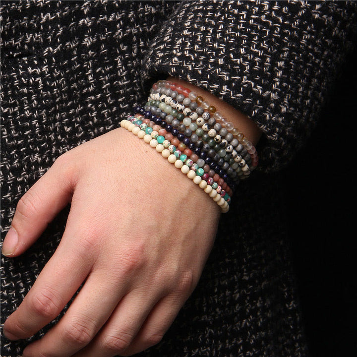 Pulsera de cuentas de piedra natural de 4 mm de Olivenorma