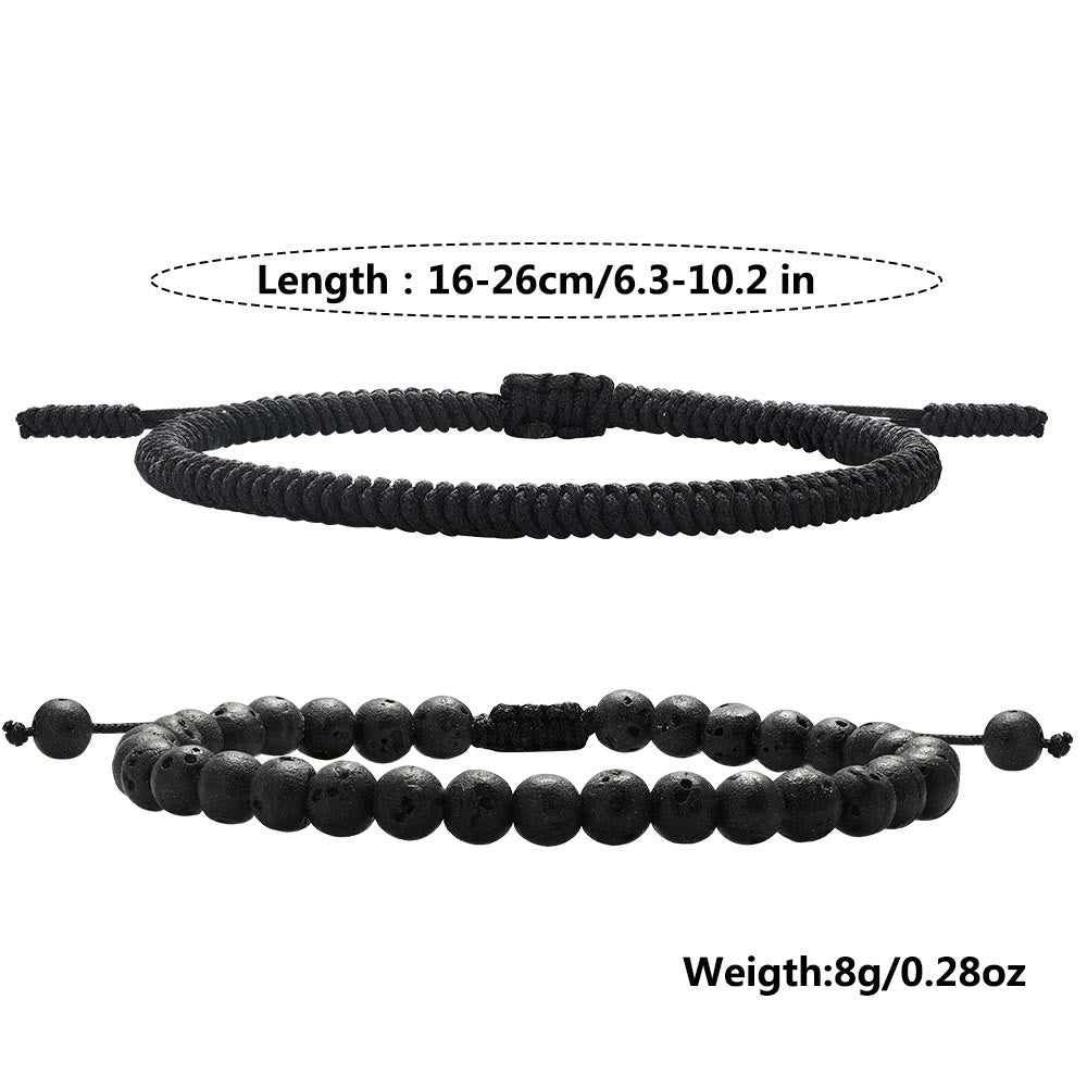 Pulsera trenzada con cuentas de piedra de lava natural de Olivenorma