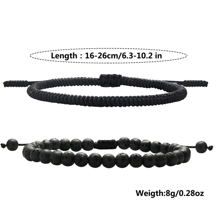 Pulsera trenzada con cuentas de piedra de lava natural de Olivenorma