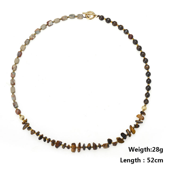 Pulsera de cuentas de ojo de tigre y agalmatolita de Olivenorma