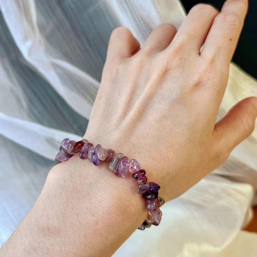Pulsera de cuentas de amatista de cristal Super Seven de Olivenorma