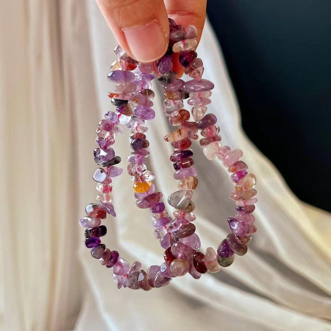 Pulsera de cuentas de amatista de cristal Super Seven de Olivenorma