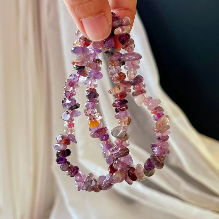 Pulsera de cuentas de amatista de cristal Super Seven de Olivenorma