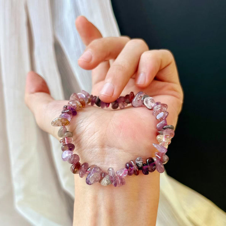 Pulsera de cuentas de amatista de cristal Super Seven de Olivenorma