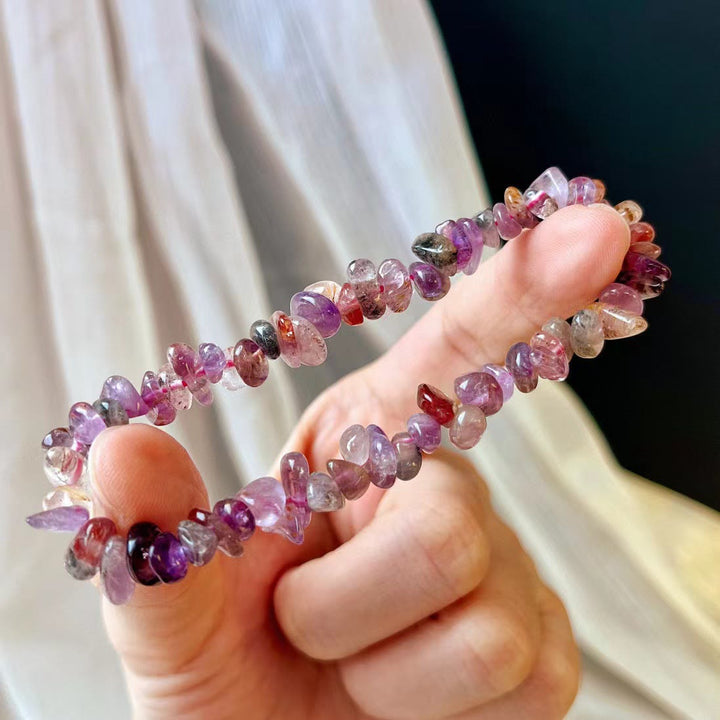 Pulsera de cuentas de amatista de cristal Super Seven de Olivenorma