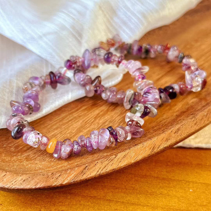 Pulsera de cuentas de amatista de cristal Super Seven de Olivenorma