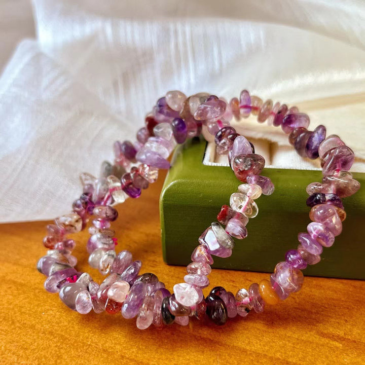 Pulsera de cuentas de amatista de cristal Super Seven de Olivenorma