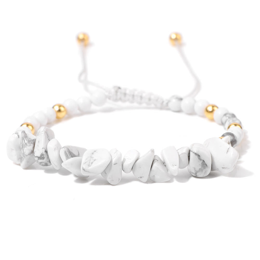 Pulsera con cordón de cuentas de piedra natural irregulares de Olivenorma