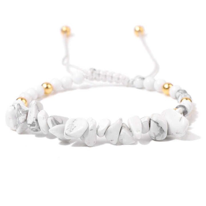 Pulsera con cordón de cuentas de piedra natural irregulares de Olivenorma
