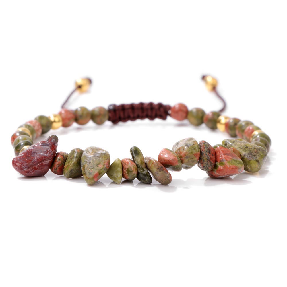 Pulsera con cordón de cuentas de piedra natural irregulares de Olivenorma