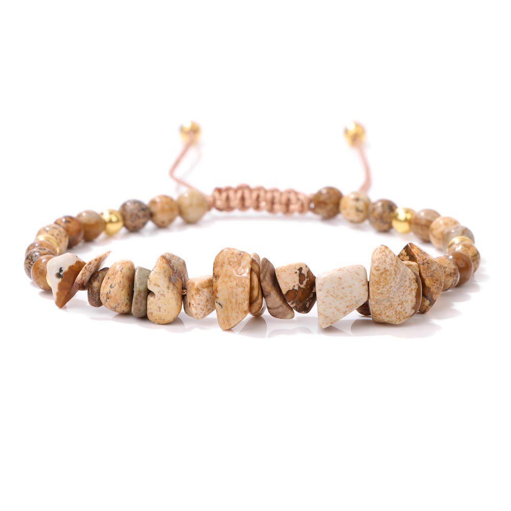 Pulsera con cordón de cuentas de piedra natural irregulares de Olivenorma