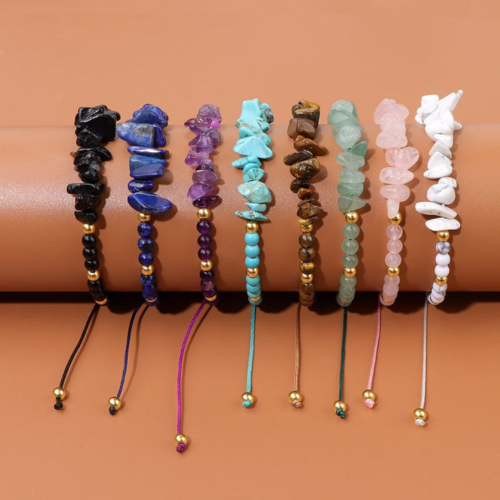 Pulsera con cordón de cuentas de piedra natural irregulares de Olivenorma