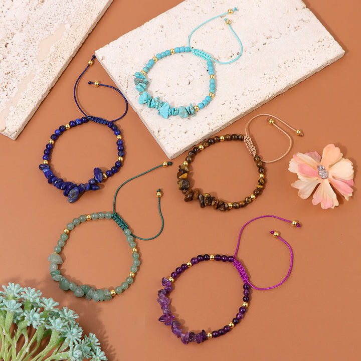 Pulsera con cordón de cuentas de piedra natural irregulares de Olivenorma