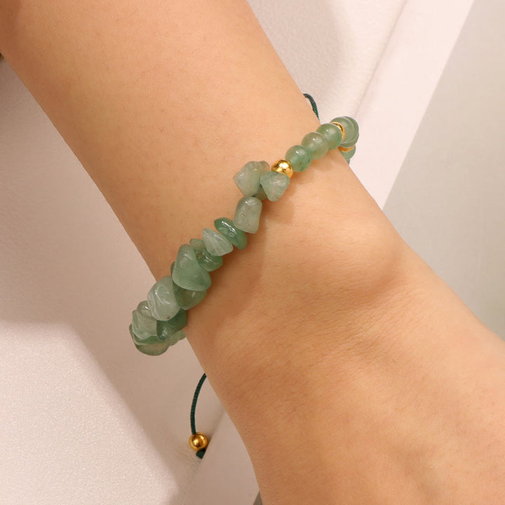 Pulsera con cordón de cuentas de piedra natural irregulares de Olivenorma