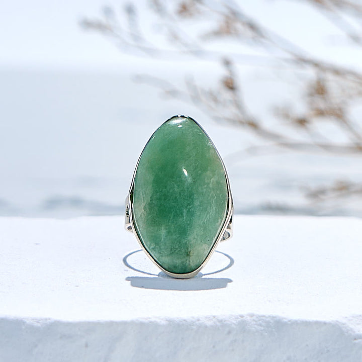 Anillo ajustable de amazonita irregular natural de Olivenorma