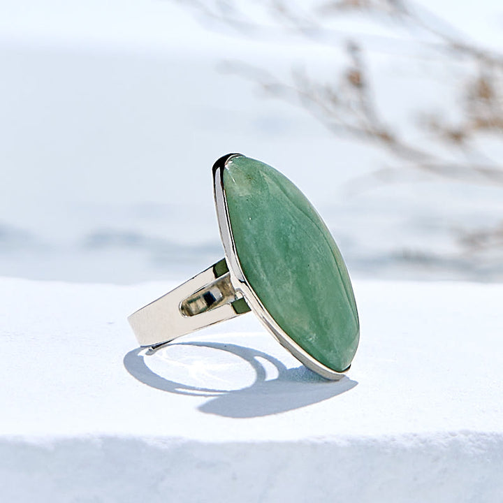 Anillo ajustable de amazonita irregular natural de Olivenorma