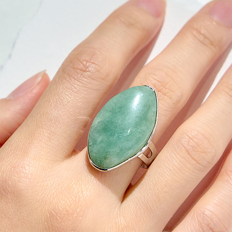Anillo ajustable de amazonita irregular natural de Olivenorma