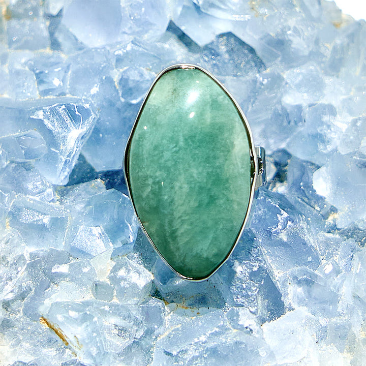 Anillo ajustable de amazonita irregular natural de Olivenorma