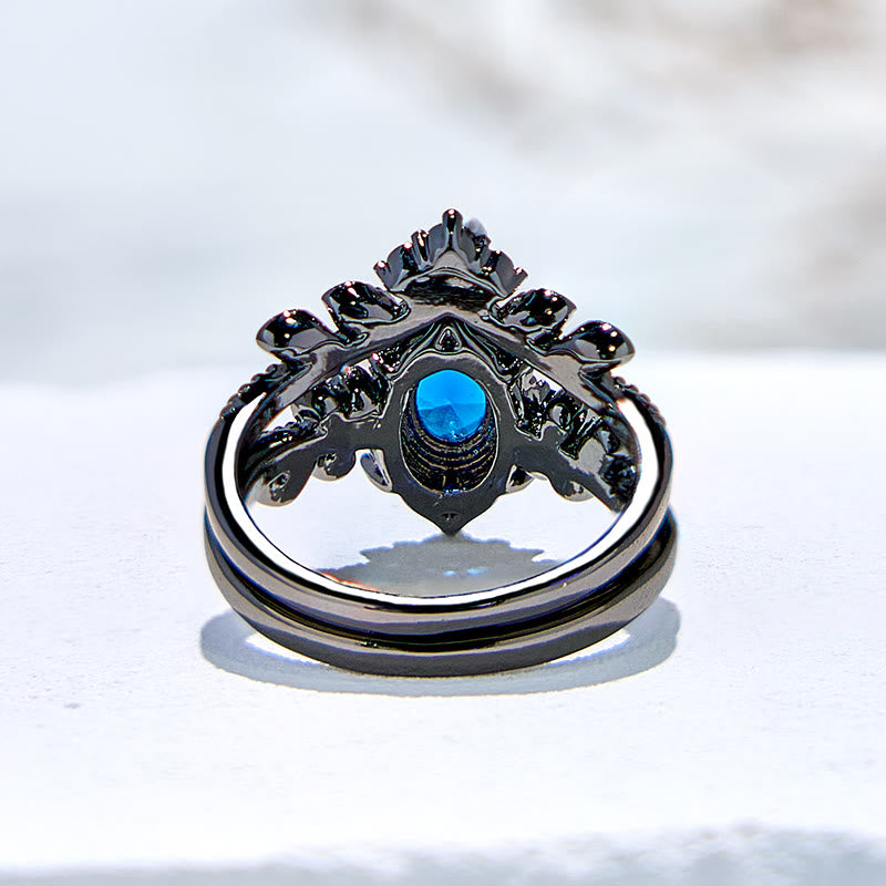 Juego de 2 anillos de compromiso de zafiro natural de Olivenorma