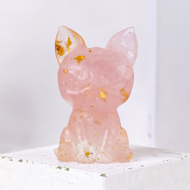 Decoración con piedras preciosas de bulldog con expresión seria de epoxi de cristal Olivenorma