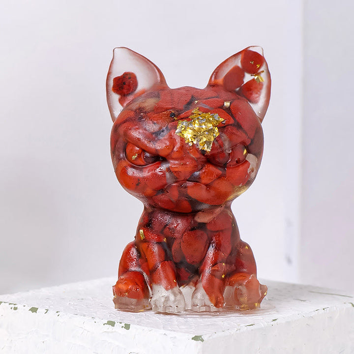 Decoración con piedras preciosas de bulldog con expresión seria de epoxi de cristal Olivenorma
