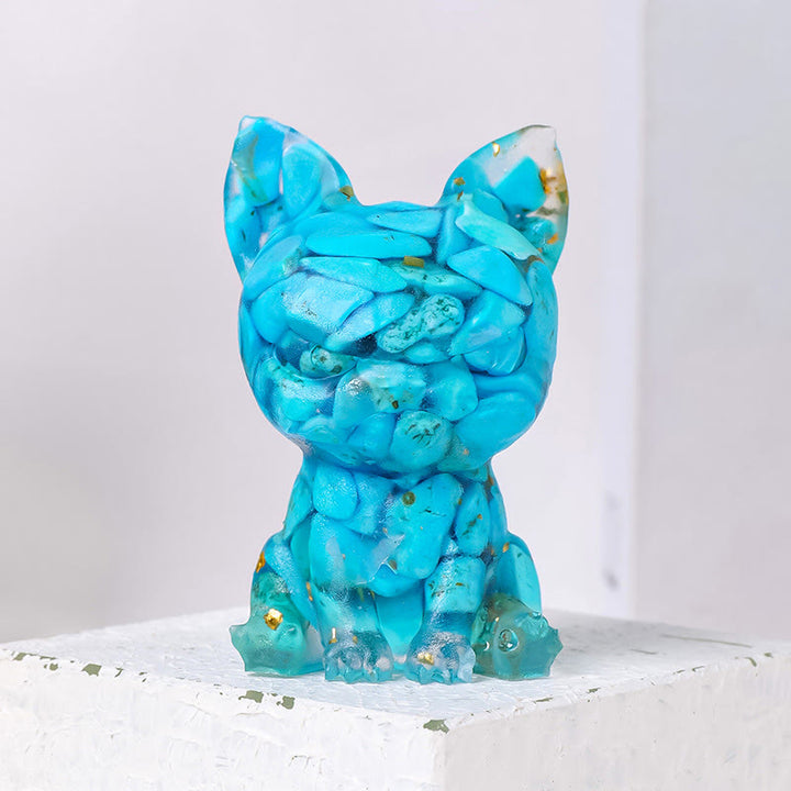 Decoración con piedras preciosas de bulldog con expresión seria de epoxi de cristal Olivenorma