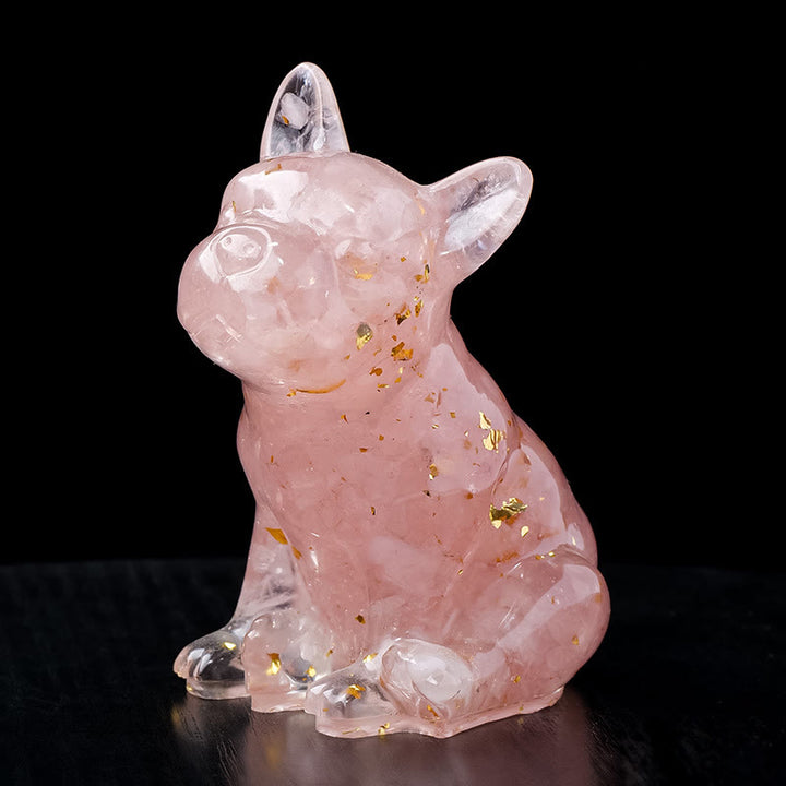 Decoración con piedras preciosas de bulldog francés de cristal epoxi de Olivenorma