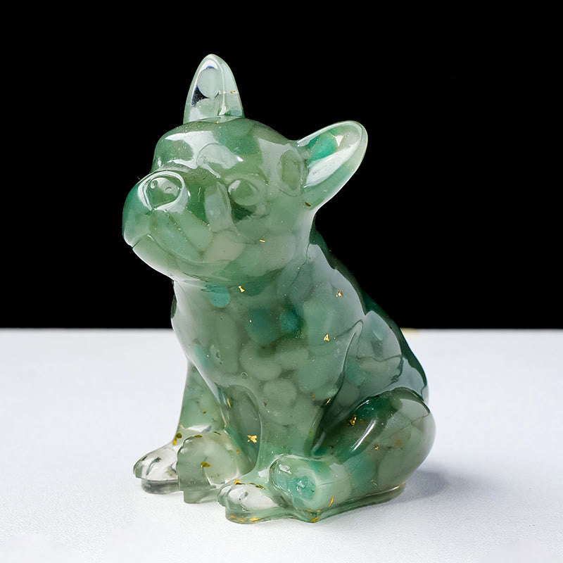 Decoración con piedras preciosas de bulldog francés de cristal epoxi de Olivenorma