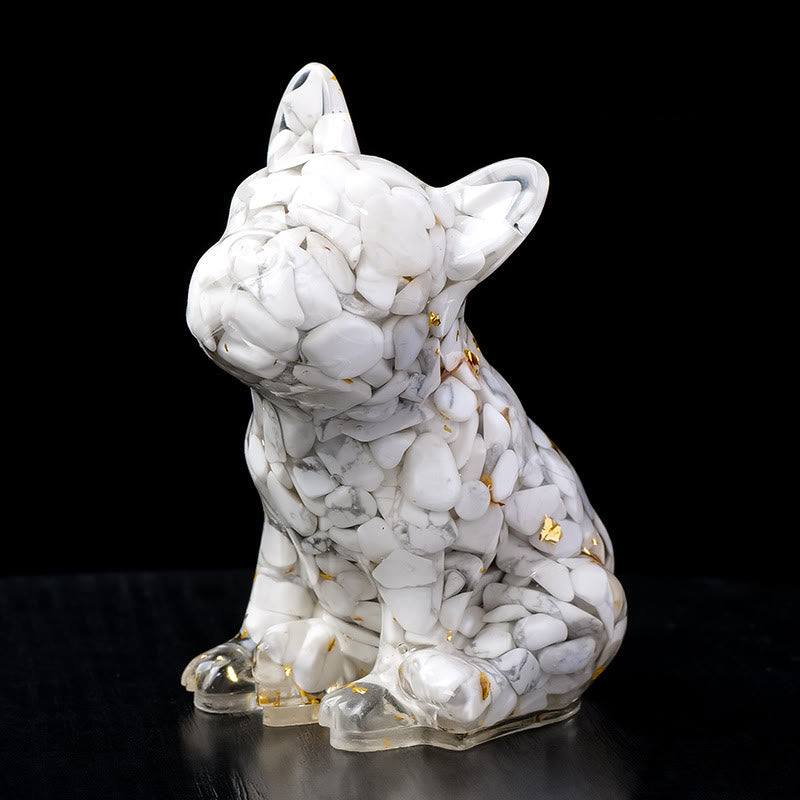 Decoración con piedras preciosas de bulldog francés de cristal epoxi de Olivenorma