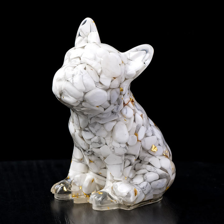 Decoración con piedras preciosas de bulldog francés de cristal epoxi de Olivenorma