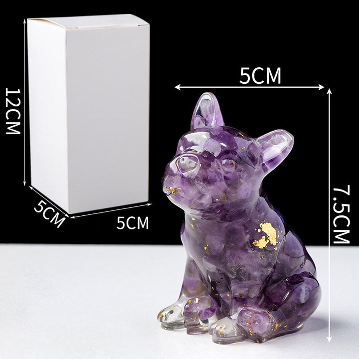 Decoración con piedras preciosas de bulldog francés de cristal epoxi de Olivenorma