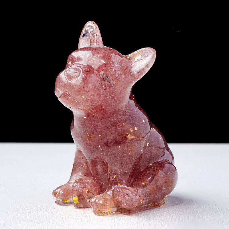 Decoración con piedras preciosas de bulldog francés de cristal epoxi de Olivenorma