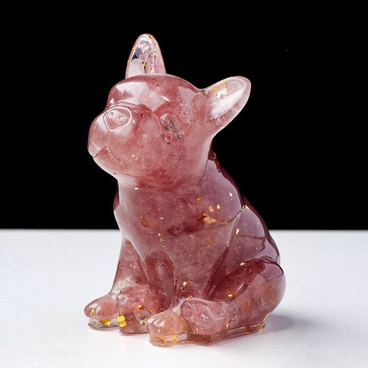 Decoración con piedras preciosas de bulldog francés de cristal epoxi de Olivenorma