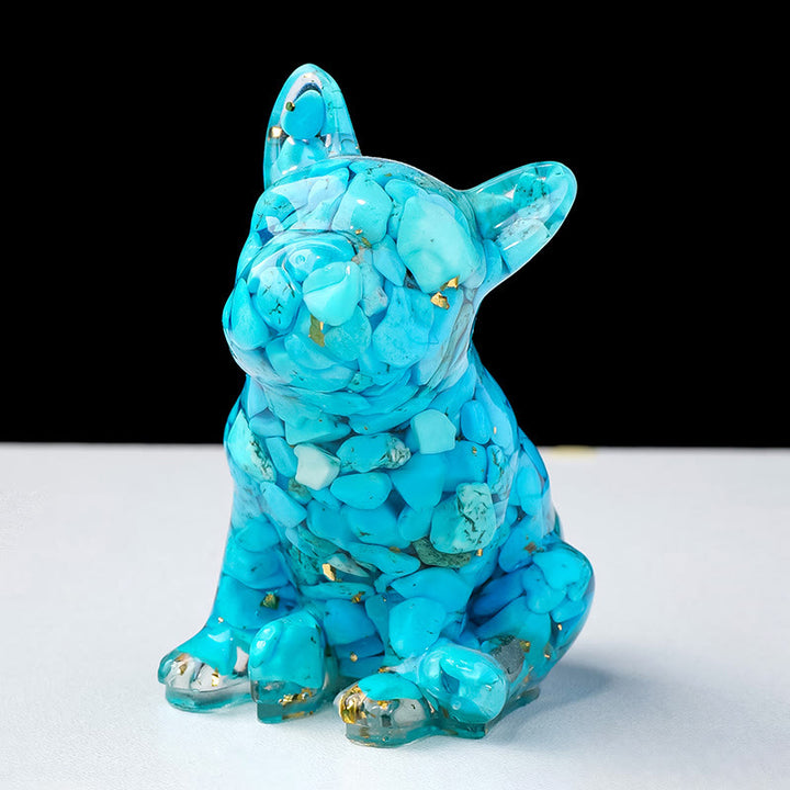 Decoración con piedras preciosas de bulldog francés de cristal epoxi de Olivenorma