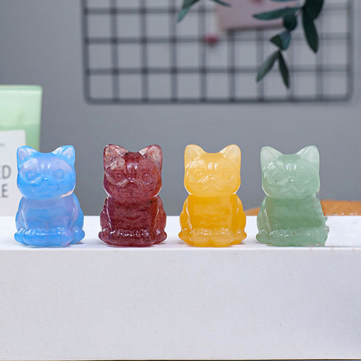 Decoración con piedras preciosas de gato de la suerte de cristal epoxi de Olivenorma