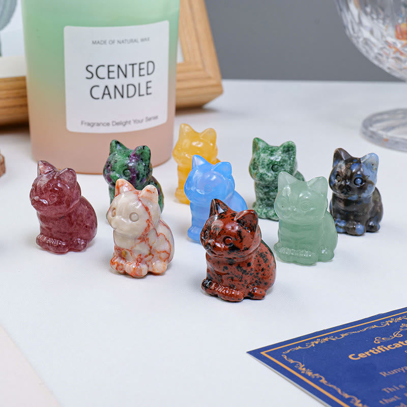 Decoración con piedras preciosas de gato de la suerte de cristal epoxi de Olivenorma