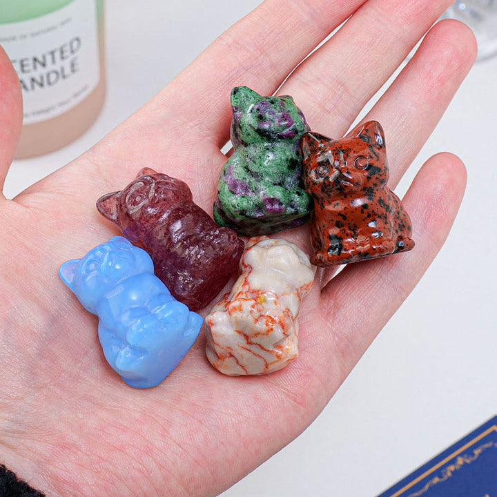 Decoración con piedras preciosas de gato de la suerte de cristal epoxi de Olivenorma