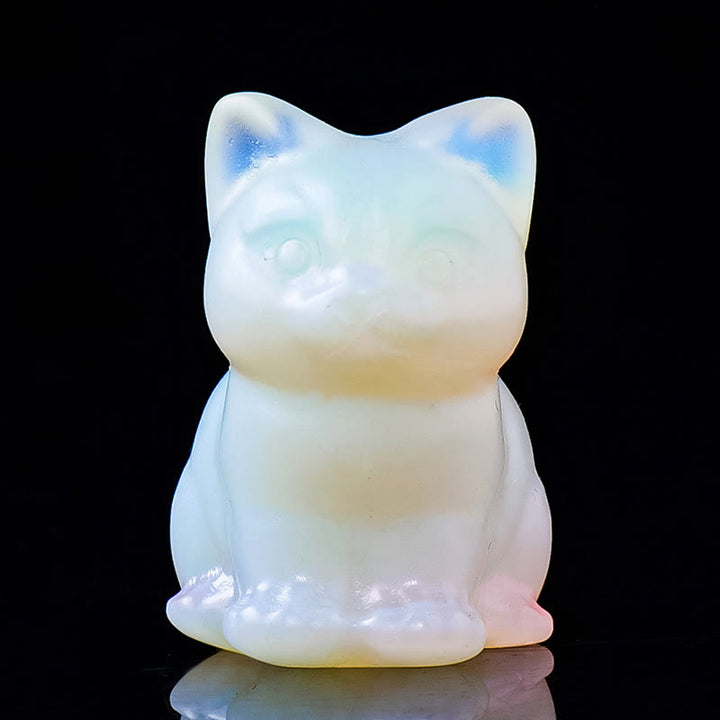 Decoración con piedras preciosas de gato de la suerte de cristal epoxi de Olivenorma