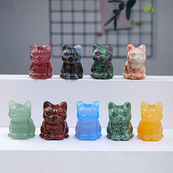 Decoración con piedras preciosas de gato de la suerte de cristal epoxi de Olivenorma