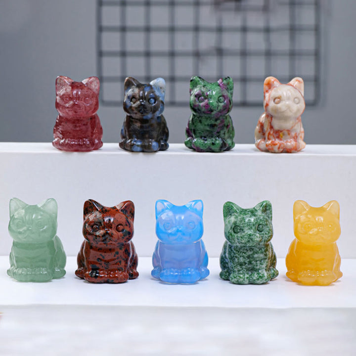 Decoración con piedras preciosas de gato de la suerte de cristal epoxi de Olivenorma