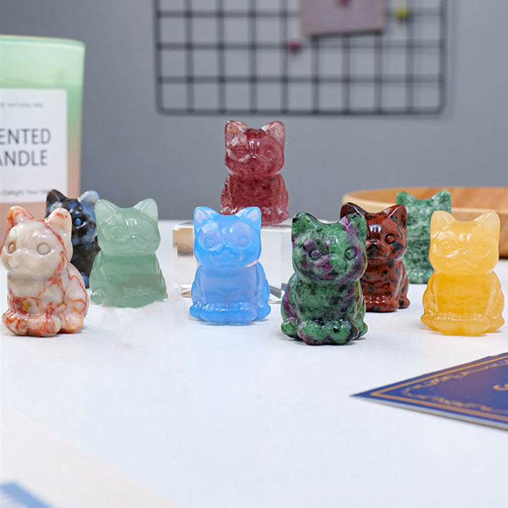 Decoración con piedras preciosas de gato de la suerte de cristal epoxi de Olivenorma