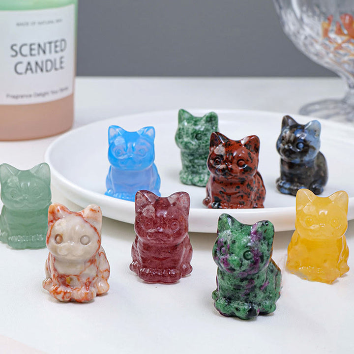 Decoración con piedras preciosas de gato de la suerte de cristal epoxi de Olivenorma