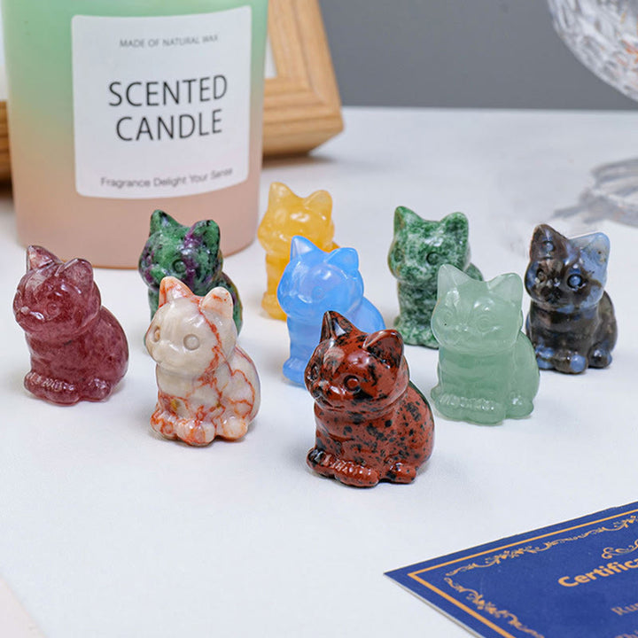 Decoración con piedras preciosas de gato de la suerte de cristal epoxi de Olivenorma