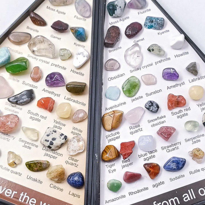 Conjunto de 36 especímenes minerales de Olivenorma en forma de triángulo