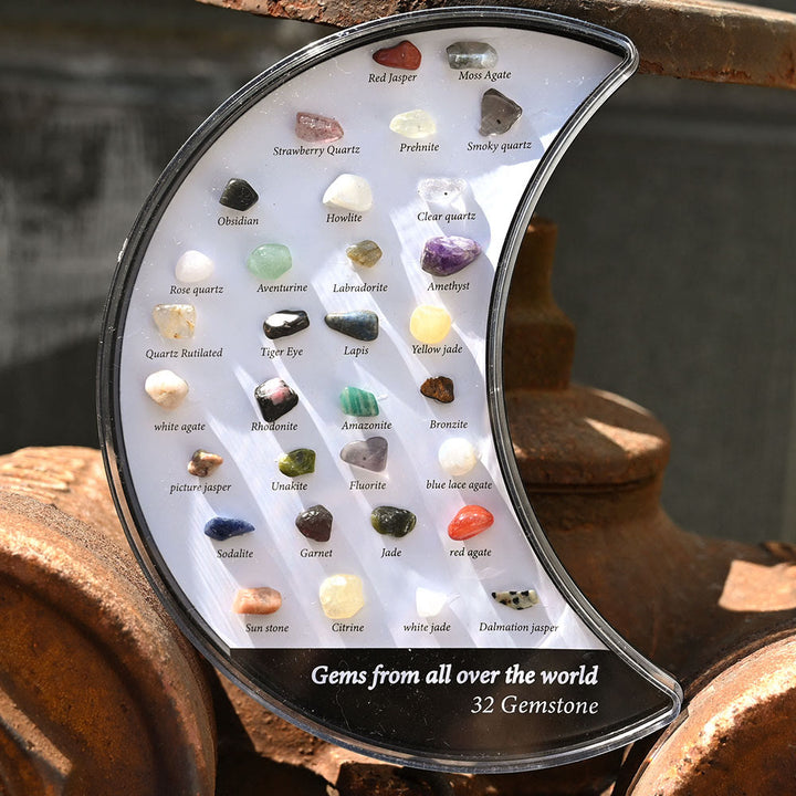 Conjunto de 32 especímenes minerales de Olivenorma, adorno de luna